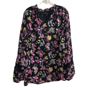 Lane Bryant Plus Size 18 Floral Cold Shoulder Blouse Multicolor
